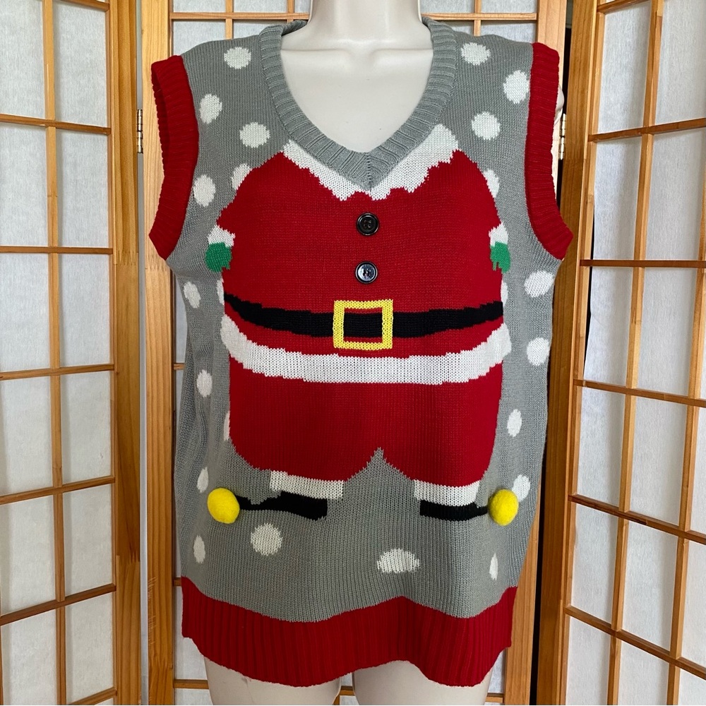 DONATED–Sleeveless Santa Christmas Sweater Vest | Size S